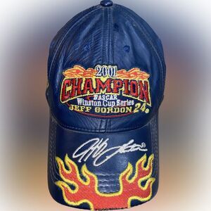Rare NASCAR Jeff Gordon 24 2001 Champion Winston Cup Embroidered Leather Hat